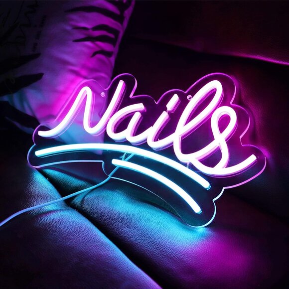 New Nails Neon Sign LED Wall Light for Salon, Bedroom, Bar & Office Decor